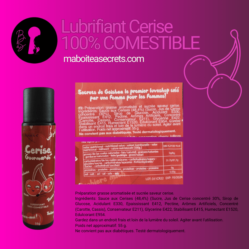 Lubrifiant Cerise 100% COMESTIBLE - Image 2